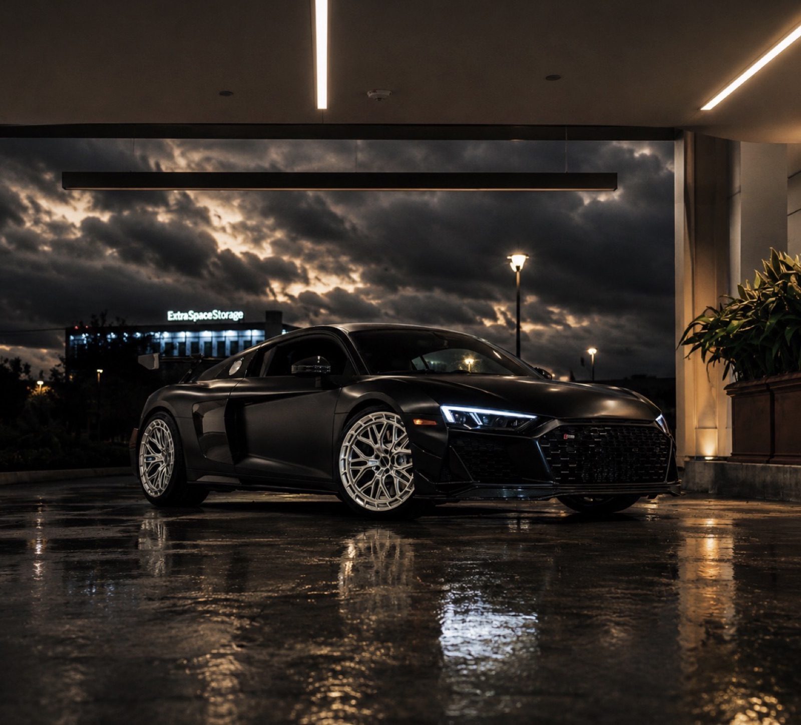 Audi R8 V10 Plus black rental Orange County exotic car rental First Class Exotics