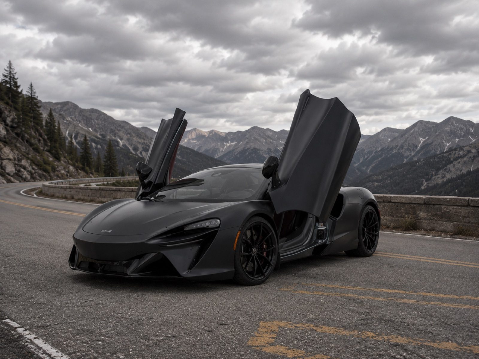Black 2025 McLaren Artura Spider rental Orange County First Class Exotics