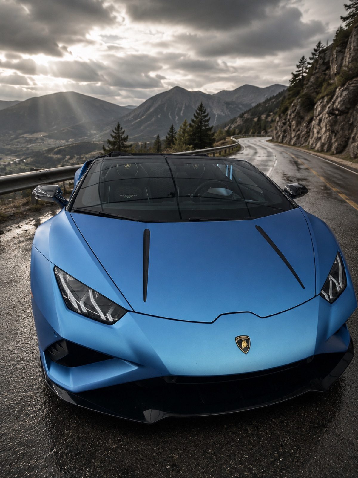 2022 Lamborghini Huracan EVO Spyder blue rental Orange County exotic car rental First Class Exotics
