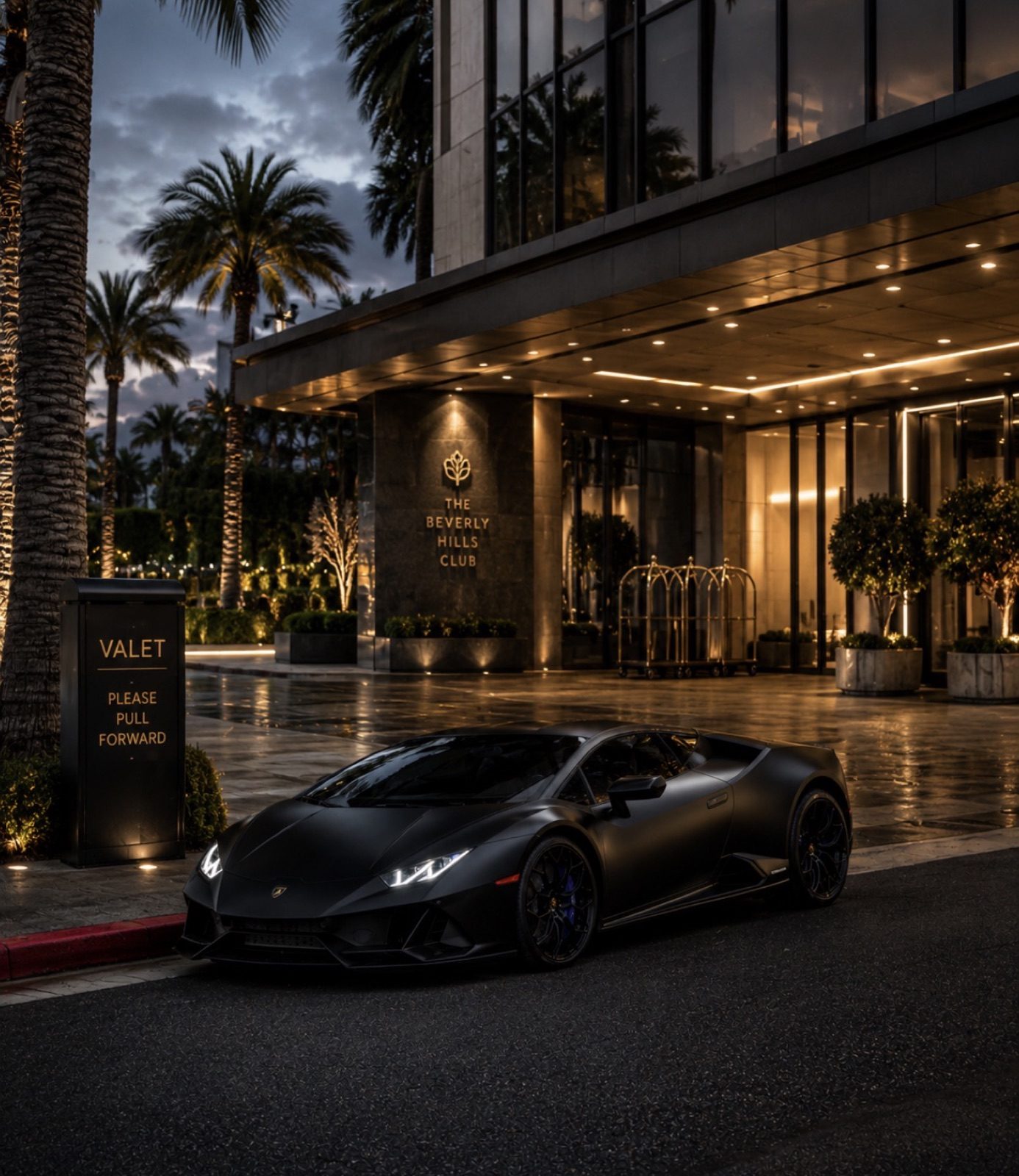 Lamborghini Huracan EVO satin black rental Orange County exotic car rental First Class Exotics