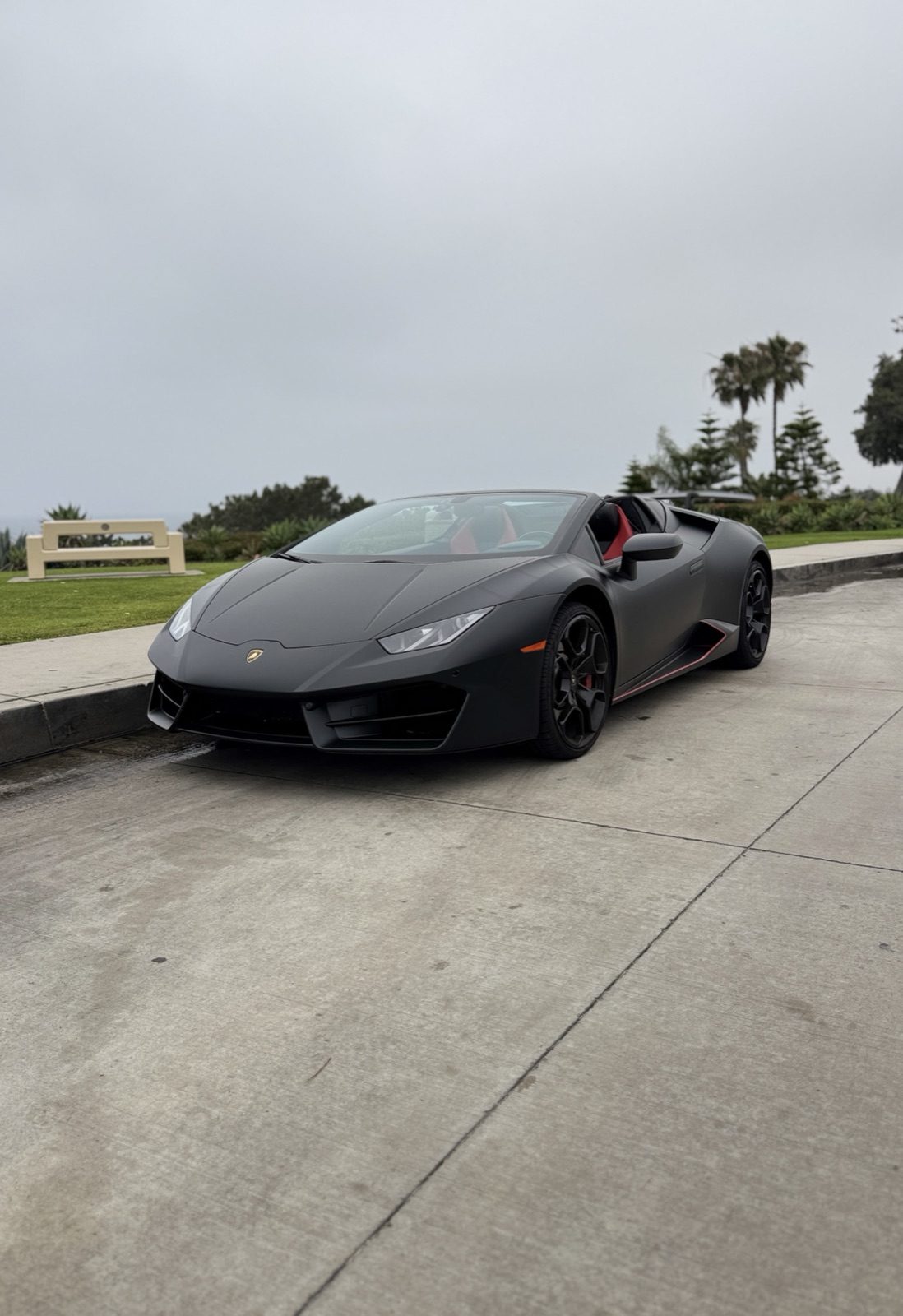 Lamborghini Huracan Spyder satin black rental Orange County exotic car rental First Class Exotics
