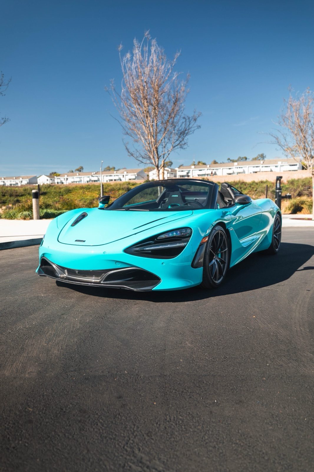 McLaren 720S MSO Spider blue rental Orange County exotic car rental First Class Exotics